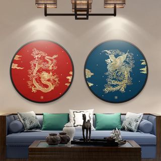 Tranh thêu chữ thập long phụng chỉ lụa