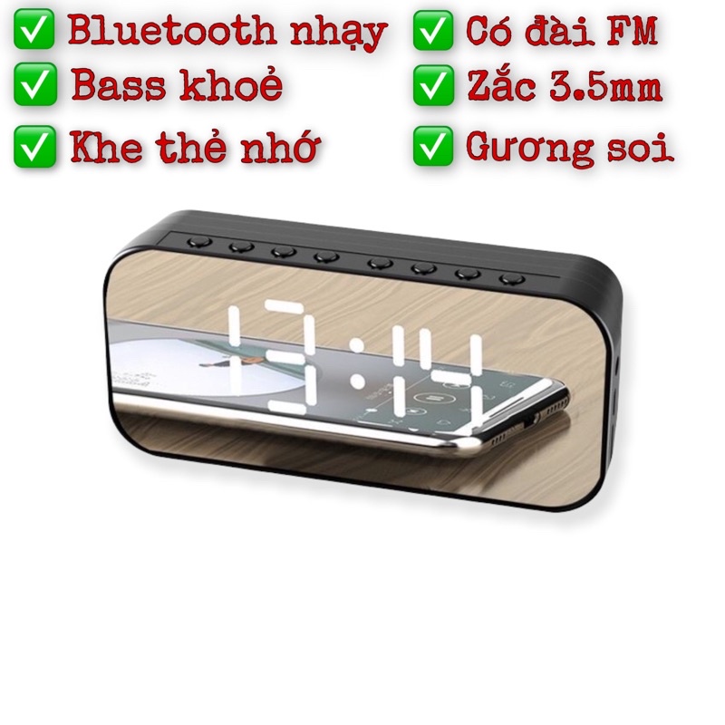 LOA BLUETOOTH ĐA CHỨC NĂNG NGHE NHẠC KIÊM ĐÀI FM CÓ KHE CẮM THẺ NHỚ,LOA MẶT GƯƠNG SOI BASS KHOẺ GIÁ TỐT