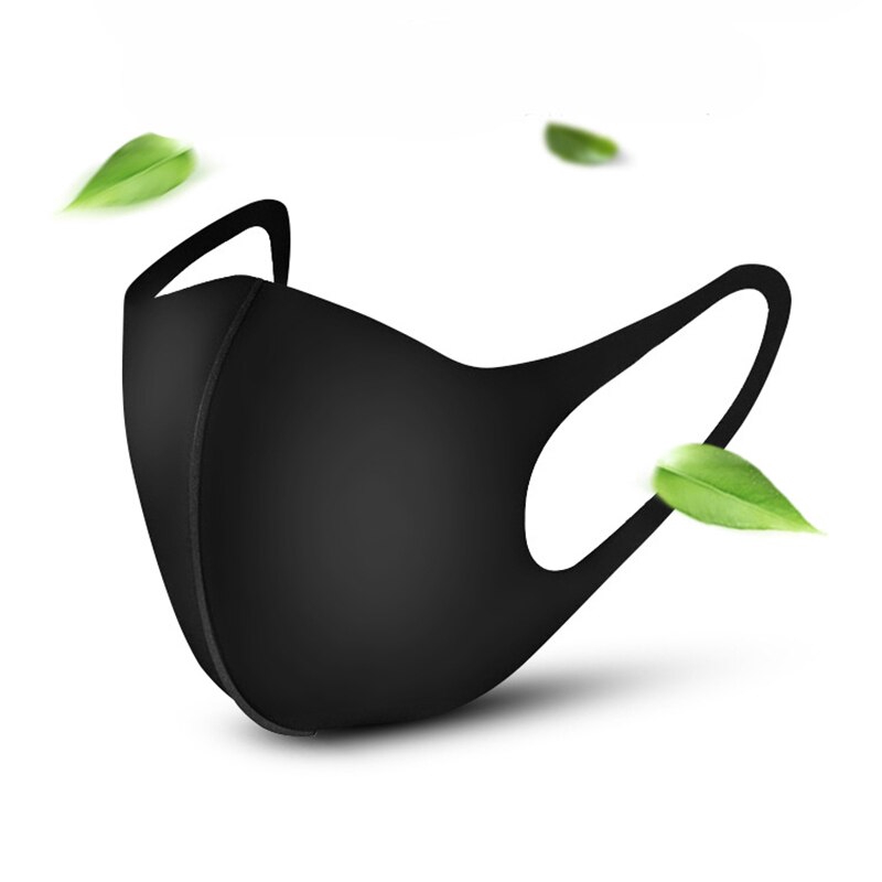 Khẩu trang cotton lụa lạnh 3D thoáng khí chống bụi màu đen có thể giặt sạch dành cho nam và nữ