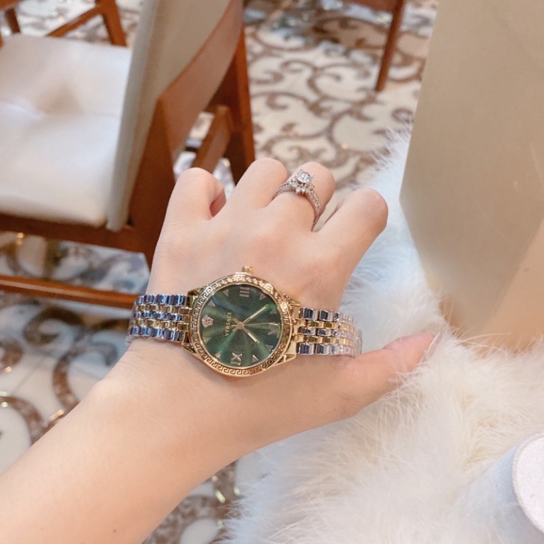 Đồng Hồ Thời Trang Nữ, Đồng Hồ Đeo Tay Đẹp VERSACE Dây Kim Loại Cao Cấp Chống Nước