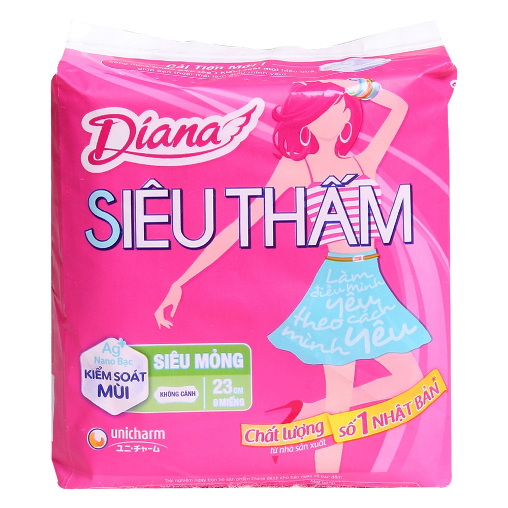 băng vệ sinh diana sensi cool fresh siêu mỏng cánh gói 8 miếng