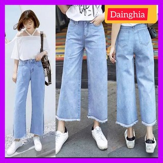 Quần jeans nữ ống rộng cao cấp ohs3100