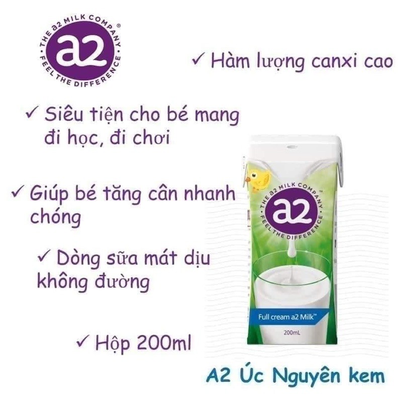 Deal Giá Sỉ(Date 2/2022) Sữa nước a2 Úc 24 hộp x 200ml