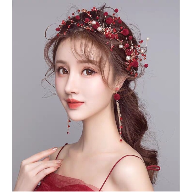 Bộ cài đỏ kèm bông tai Giá chỉ 120k