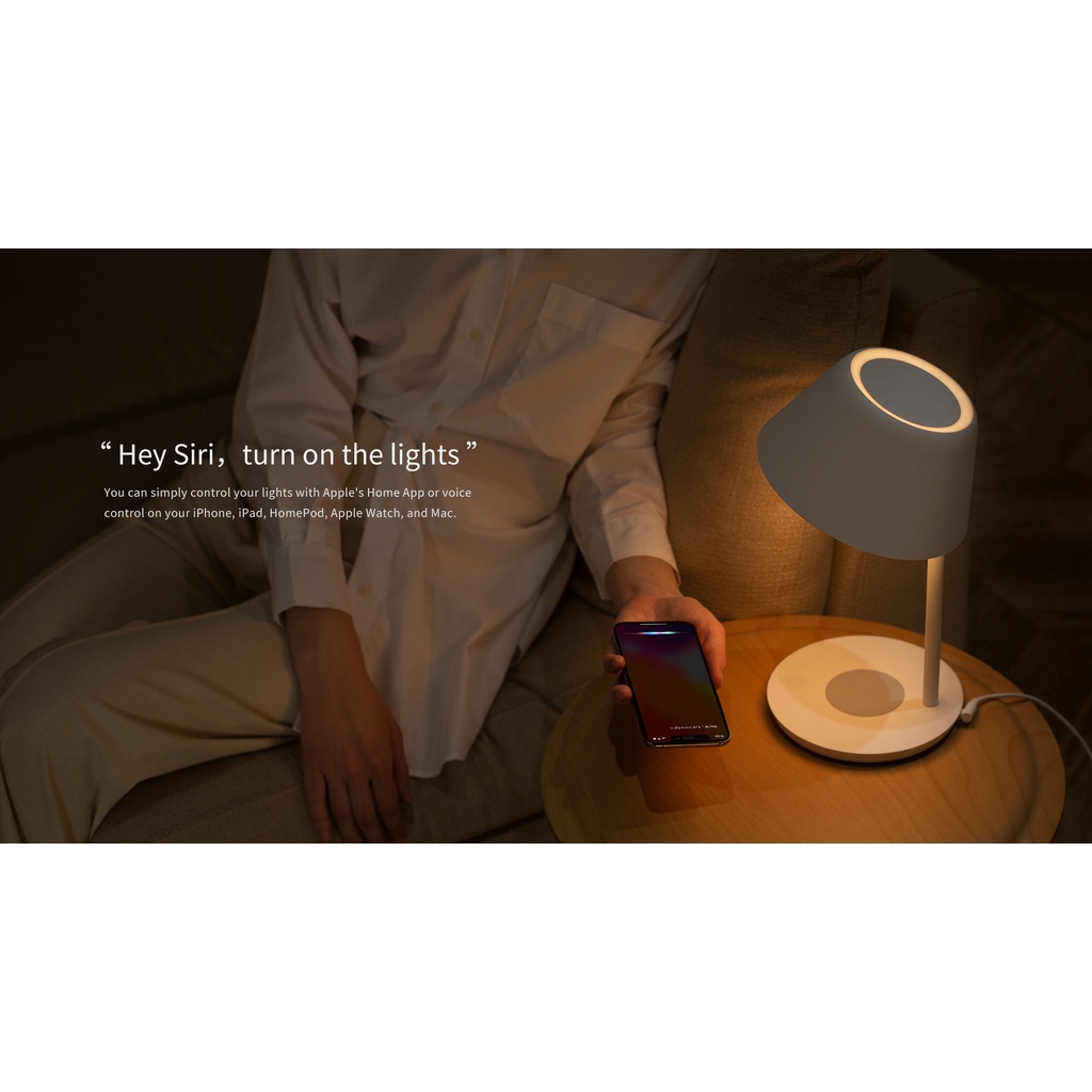 Đèn ngủ để bàn Yeelight Staria Bedside Lamp Pro - Đế tích hợp sạc không dây Qi, tương thích Google, Homekit, Alexa