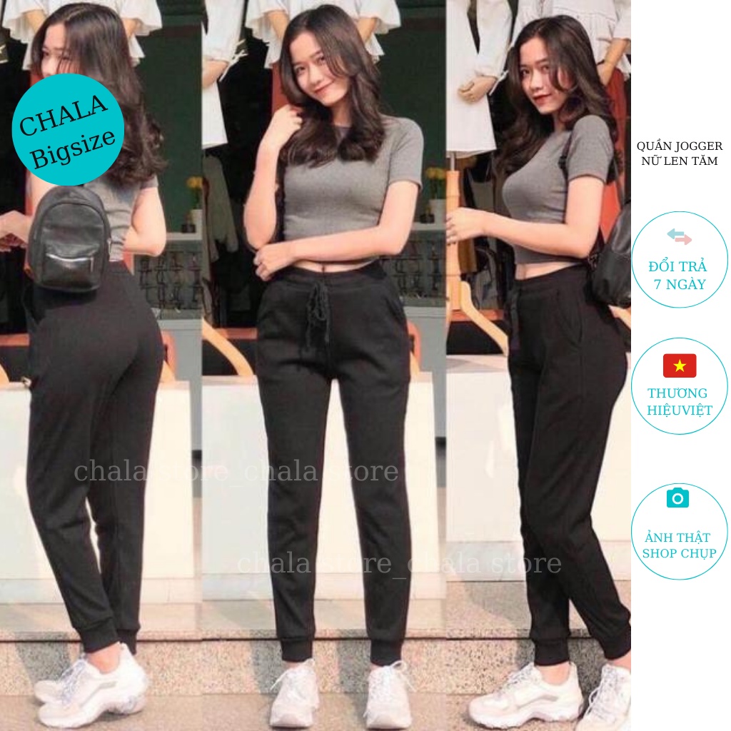 Quần Len Tăm Bigsize Bo Ống Chala Lưng Chun Cạp Cao,Quần Jogger Dáng Thể Thao Phong Cách Cá Tính