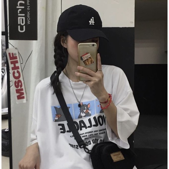 ÁO THUN, ÁO PHÔNG TAY LỠ UNISEX FORM RỘNG OVERSIZE ANIME MÈO VÀ CHUỘT M252 MZ SHOP