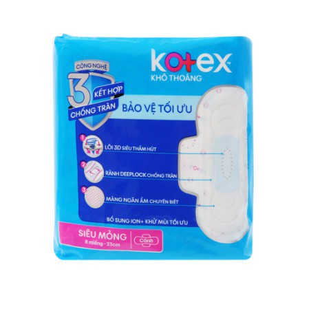 [GIẢ RẺ NHẤT ]BẰNG VỆ SINH KOTEX MỎNG 8 MIẾNG/ GÓI