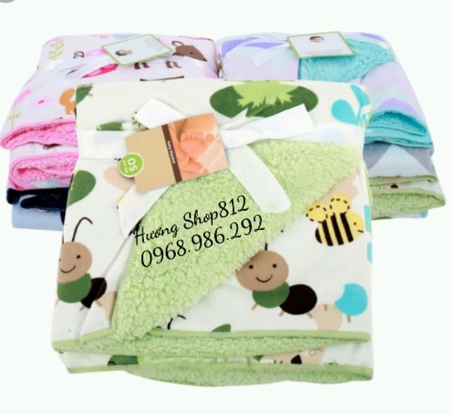 Chăn nỉ lông cừu cotton mềm 2 lớp cho bé/ nhiều màu