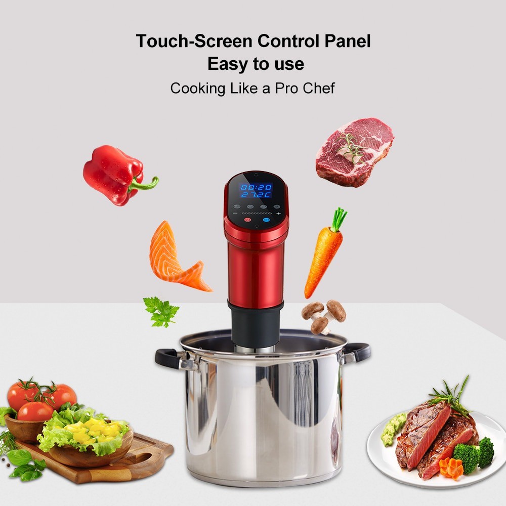 [BioloMix Brand] Combo máy nấu chậm Sous vide BioloMix SV-1900 đỏ máy hút chân không W300 chuyên dụng và phụ kiện 5 món