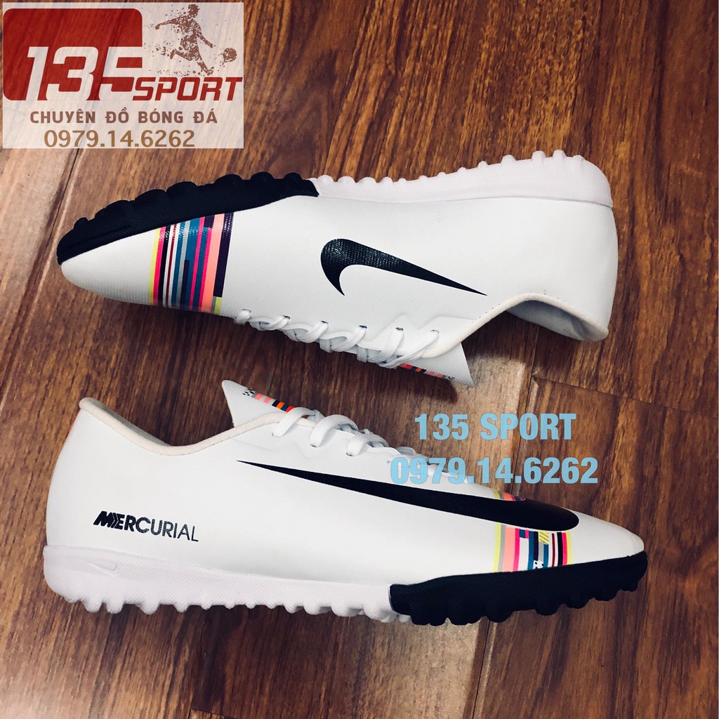 Giày đá bóng Nike Mercurial Vapor CR7 Trắng Cầu vồng(Combo Giày+Túi Rút)