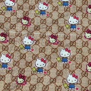 Vải set combo chị Tạ Xương gồm 5 mảnh vải lụa dày hello kitty , lụa vân gỗ , vôn mịn
