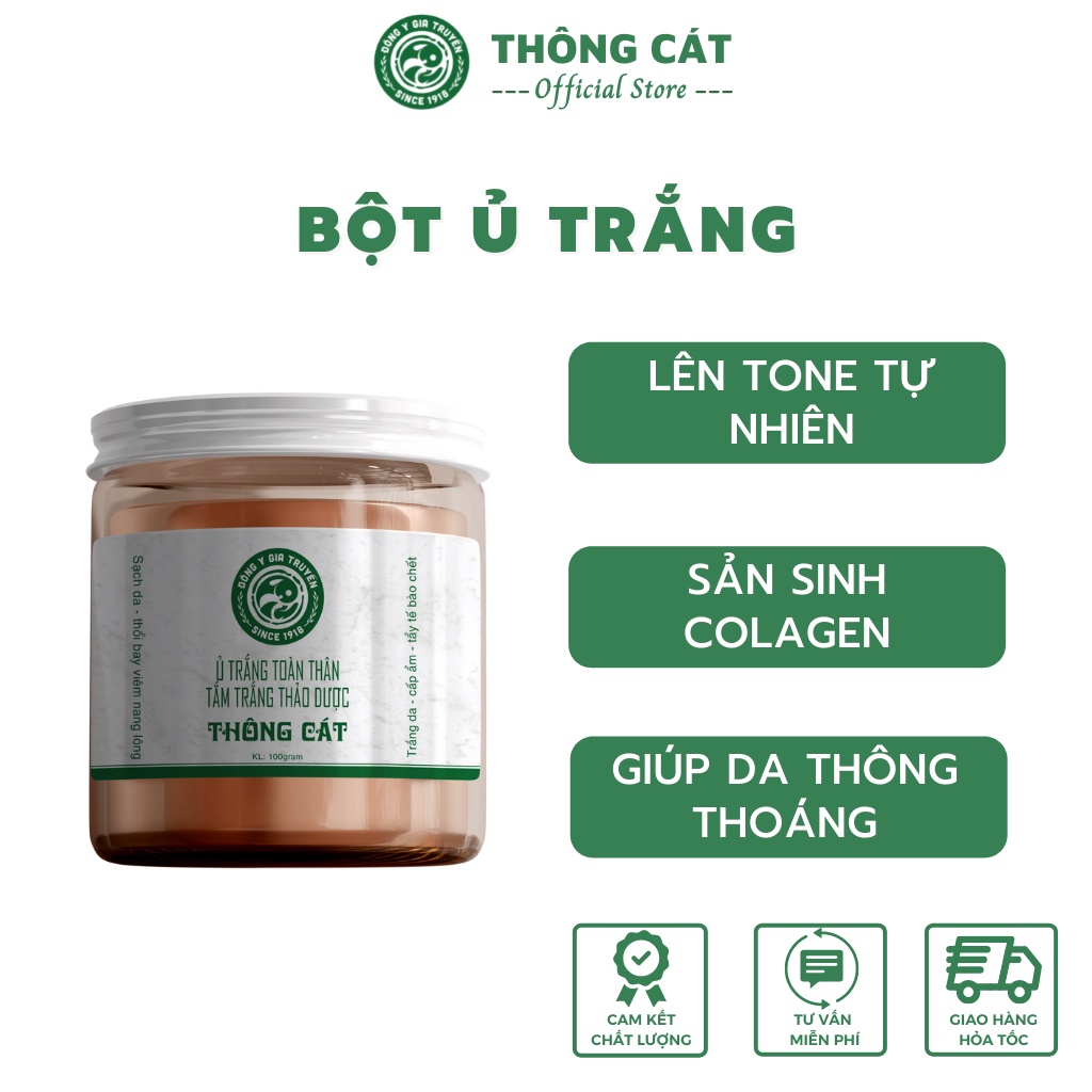 Bột tắm trắng ủ trắng body thuốc bắc thảo dược thiên nhiên giúp dưỡng trắng da, đẹp da, se khít lỗ chân lông - Thông Cát