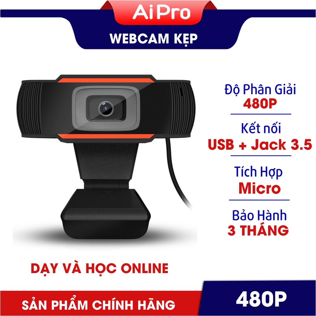 Webcam đàm thoại, dạy và học trực tuyến - Độ phân giải 480P- Có tích hợp Mic - BH 3 Tháng