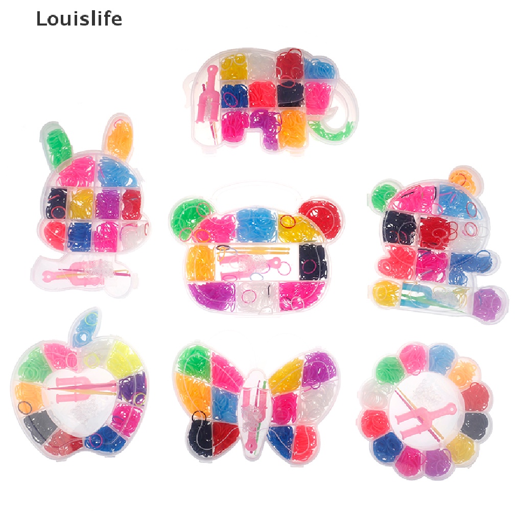 Hộp 600 dây thun cao su nhiều màu làm vòng tay DIY