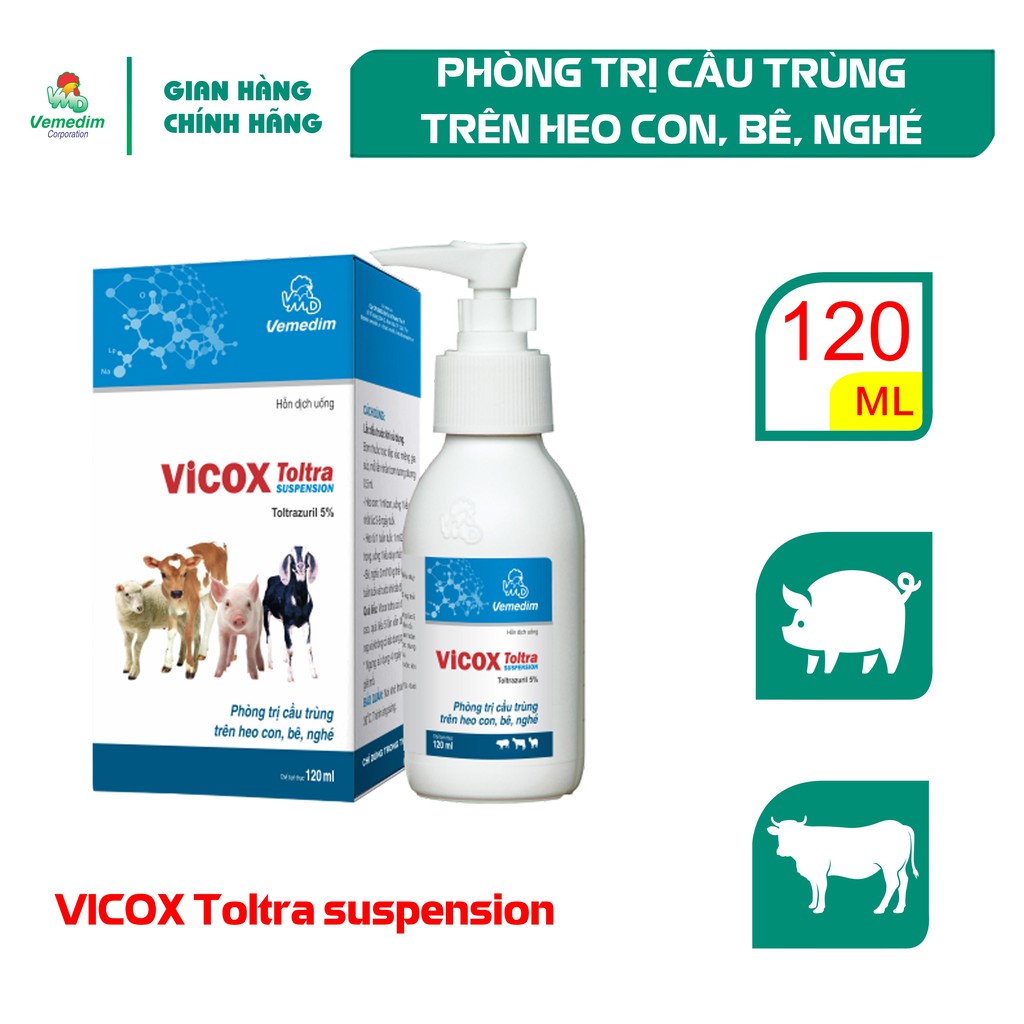 Vemedim Vicox-Toltra suspension Phòng tiêu chảy trên gia súc, chai 120ml