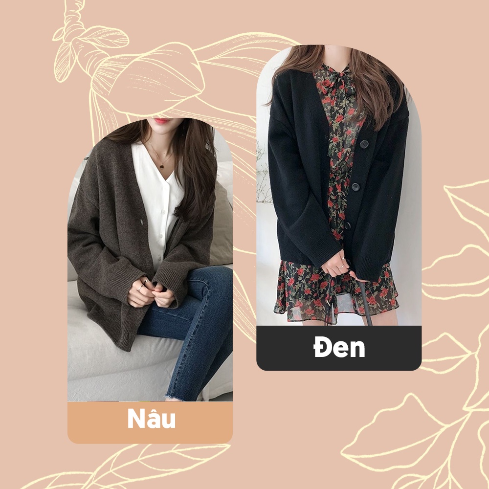 Áo khoác len cardigan nữ dáng lửng dài tay cài cúc dáng rộng oversize cổ v dày dặn A00015 | BigBuy360 - bigbuy360.vn