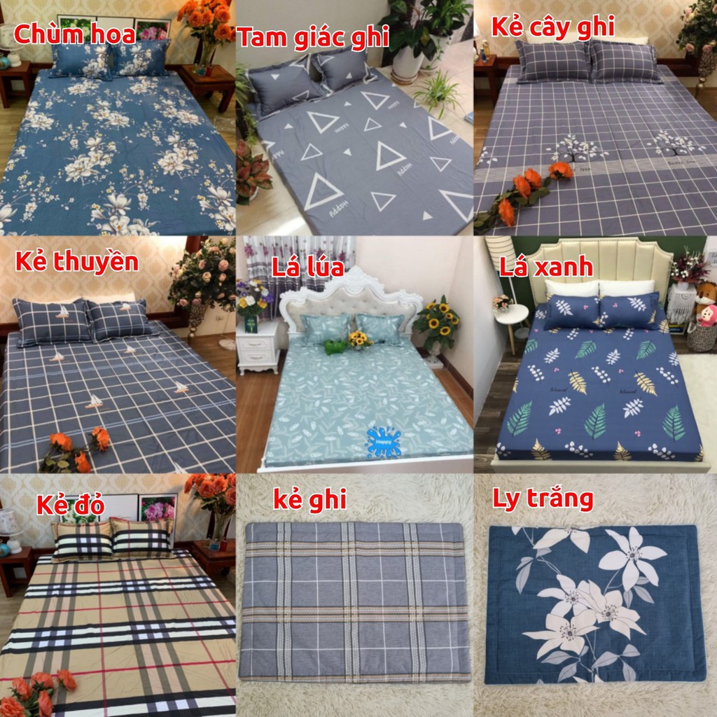 Bộ Ga Giường Và Vỏ Gối, vỏ Chăn Cotton Lụa Hàng Quốc 100% Ga Chun Đủ Size Nệm, Bán Lẻ  Vỏ Chăn, Vỏ Gối