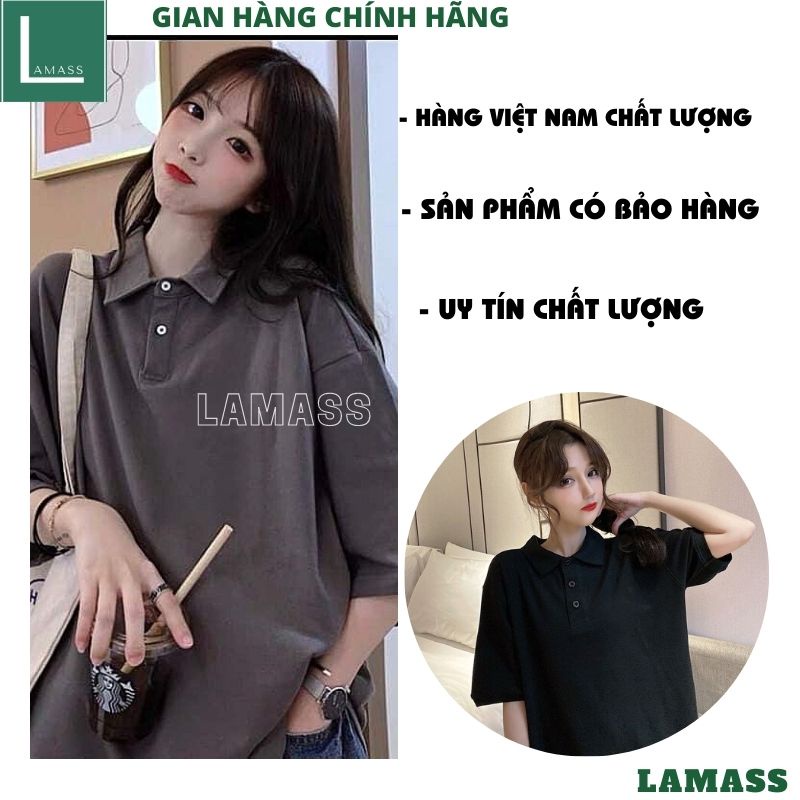 Áo polo tay lỡ form rộng kute bánh bèo ,áo thun cổ đức unisex chất cottong mát lạnh thấm hút mồ hôi -LAMASS
