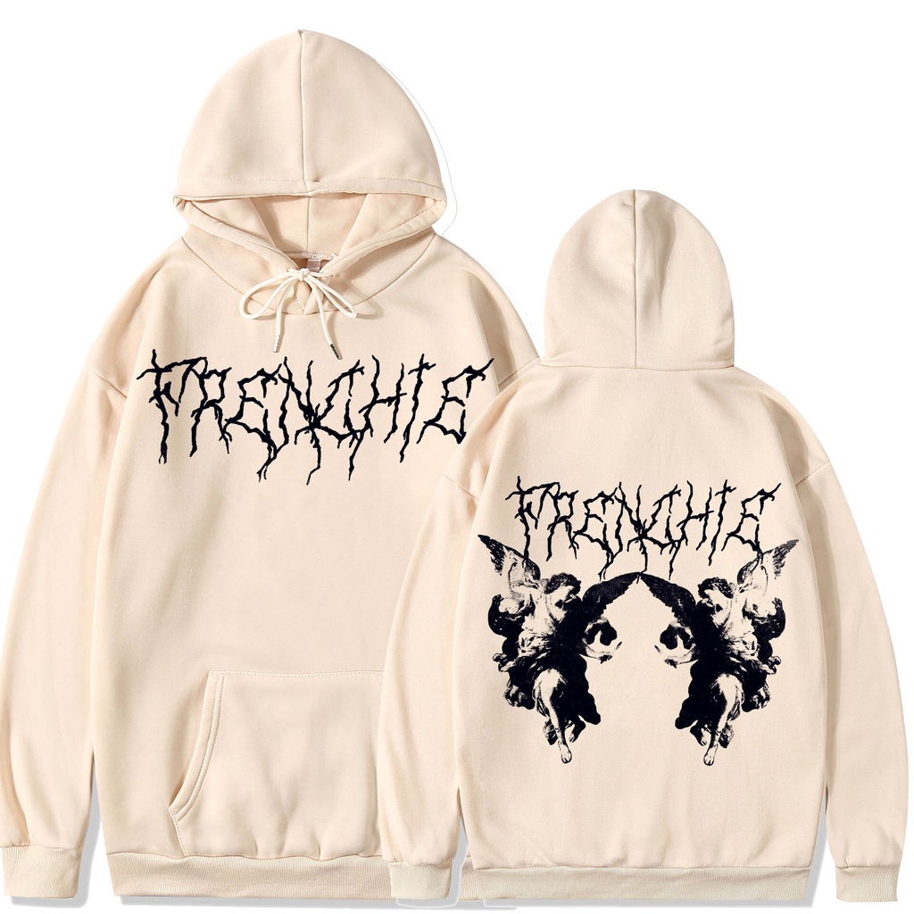 Áo Hoodie Tay Dài Y2K In Họa Tiết Goth Phong Cách Punk Hiphop