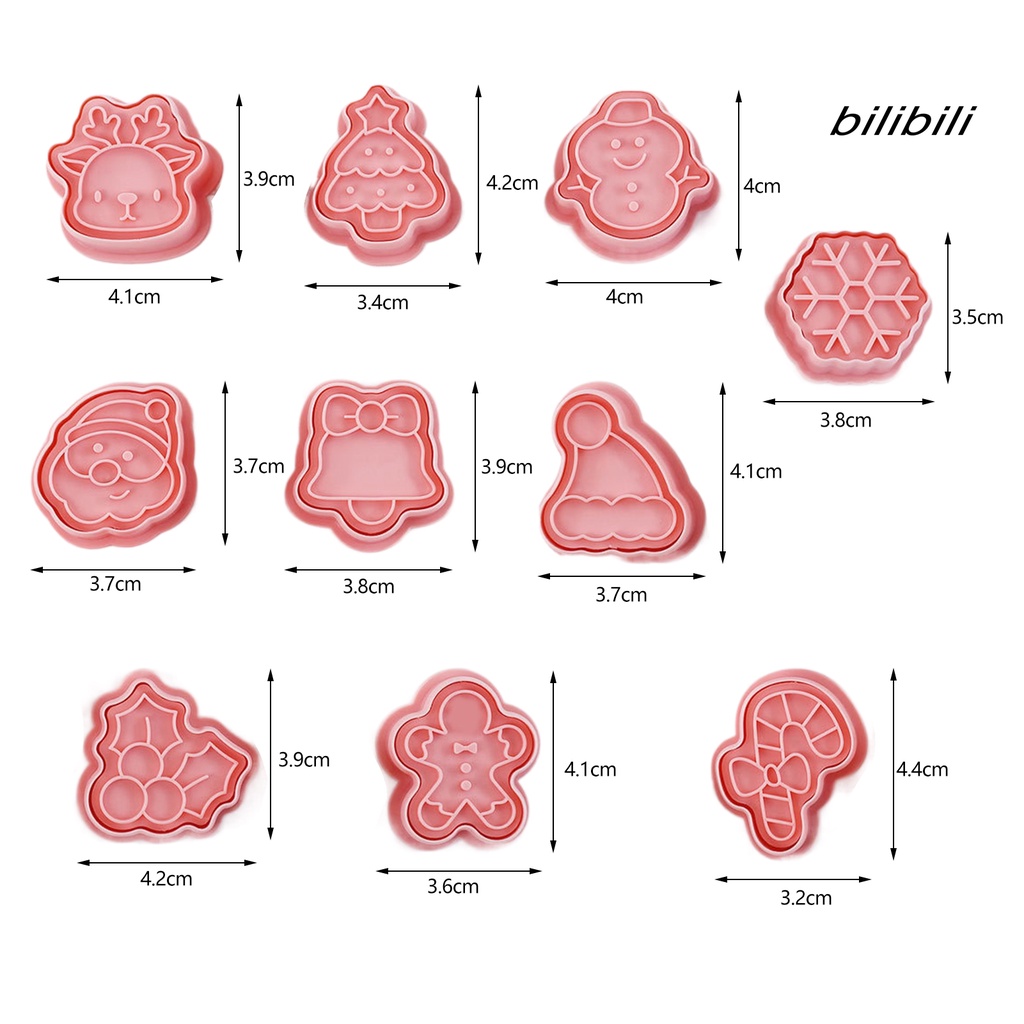 Set 10 Khuôn Làm Bánh Quy Tạo Hiệu Ứng 3D Chủ Đề Giáng Sinh