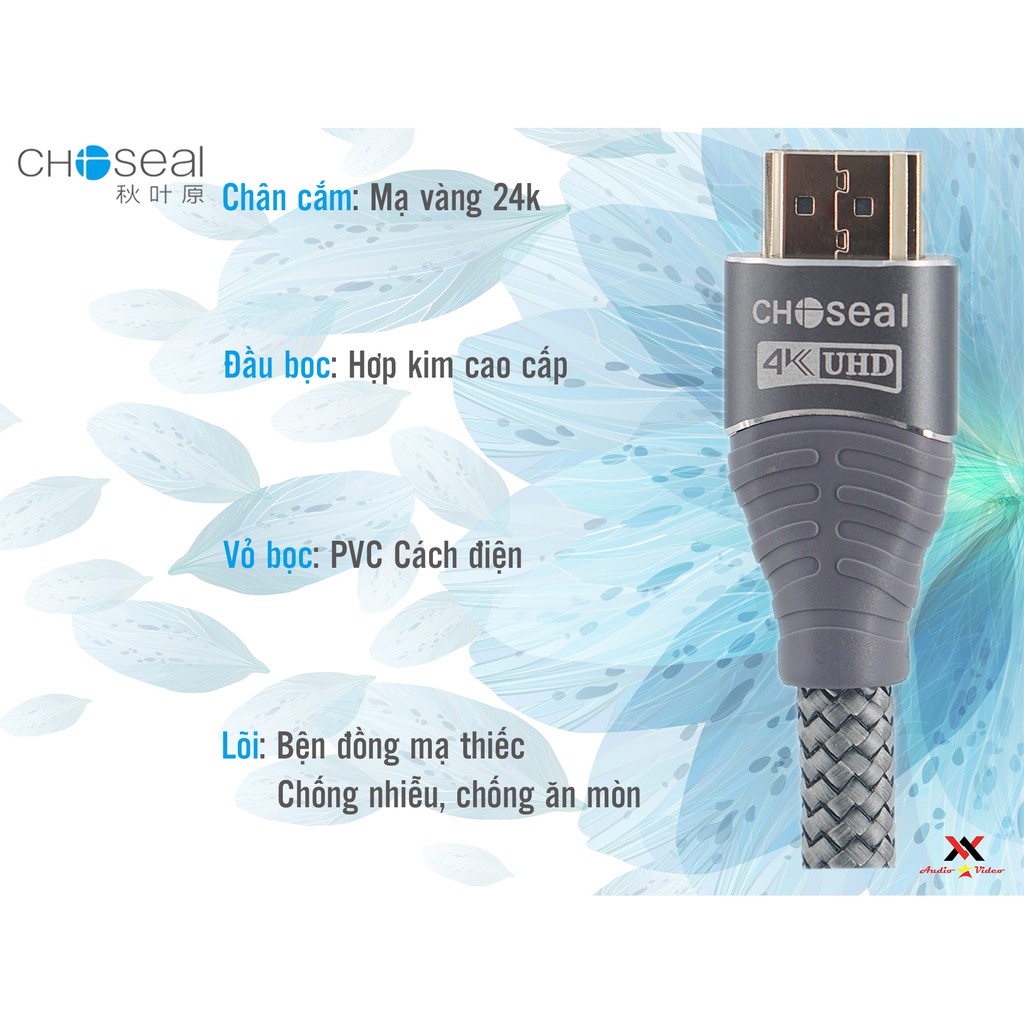 (FREESHIP)TE dây Cáp HDMI Choseal 2.0/4K Cao Cấp tốc độ cao, loại tròn 1,5m, 3m, 5m, 8m, tivi, máy tính,  chuẩn full HD