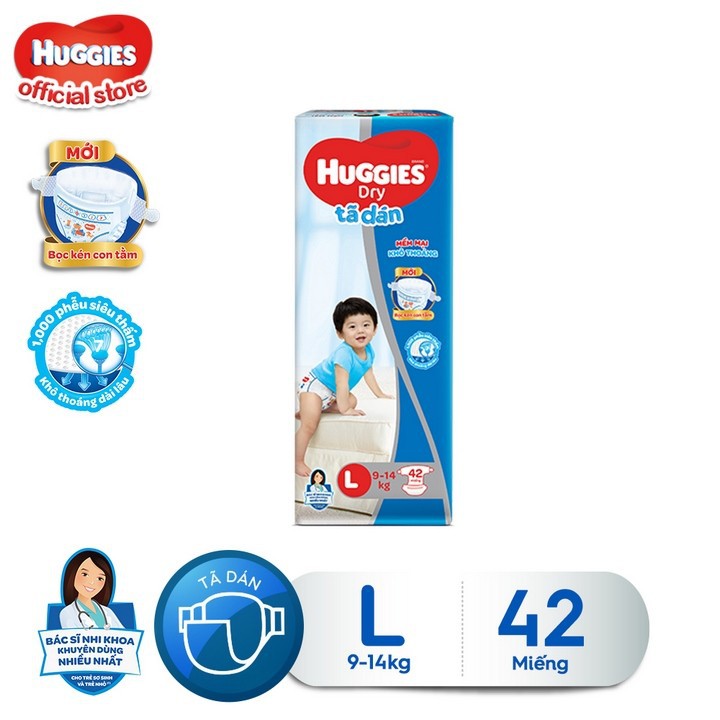 Tã-Bỉm dán Huggies L42(cho trẻ 9-14kg)