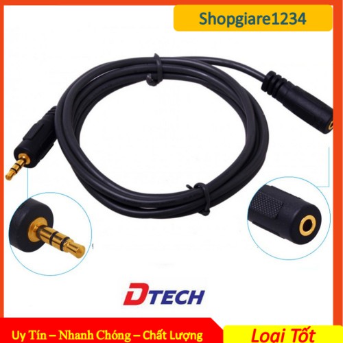 [Mã ELHACE giảm 4% đơn 300K] Dây loa nối dài DTECH 1.5M/ 3M/ 5M/ 10M Jack 3.5mm, Cáp Xịn, Hàng Chính Hãng Phân Phối