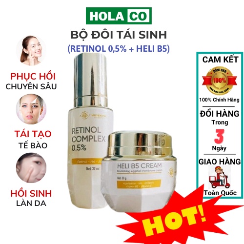 Bộ tái sinh Huyền Phi Retinol Complex 0.5% kem phục hồi Heli B5 phục hồi chuyên sâu, tái tạo tế bào, hồi sinh làn da