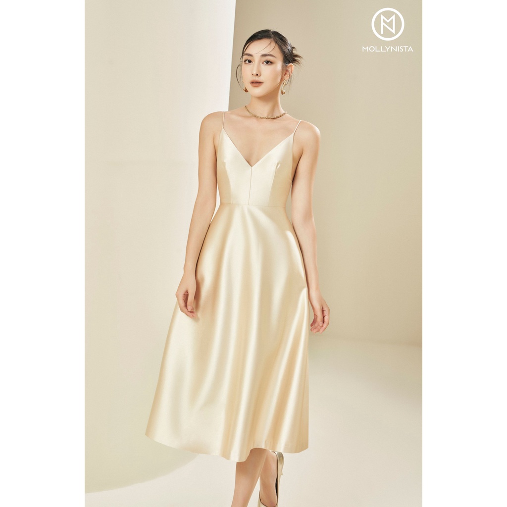 MOLLYNISTA - Đầm Marita 2 dây taffeta nhung cao cấp quyến rũ nữ tính thiết kế cao cấp tôn dáng đi chơi đi tiệc