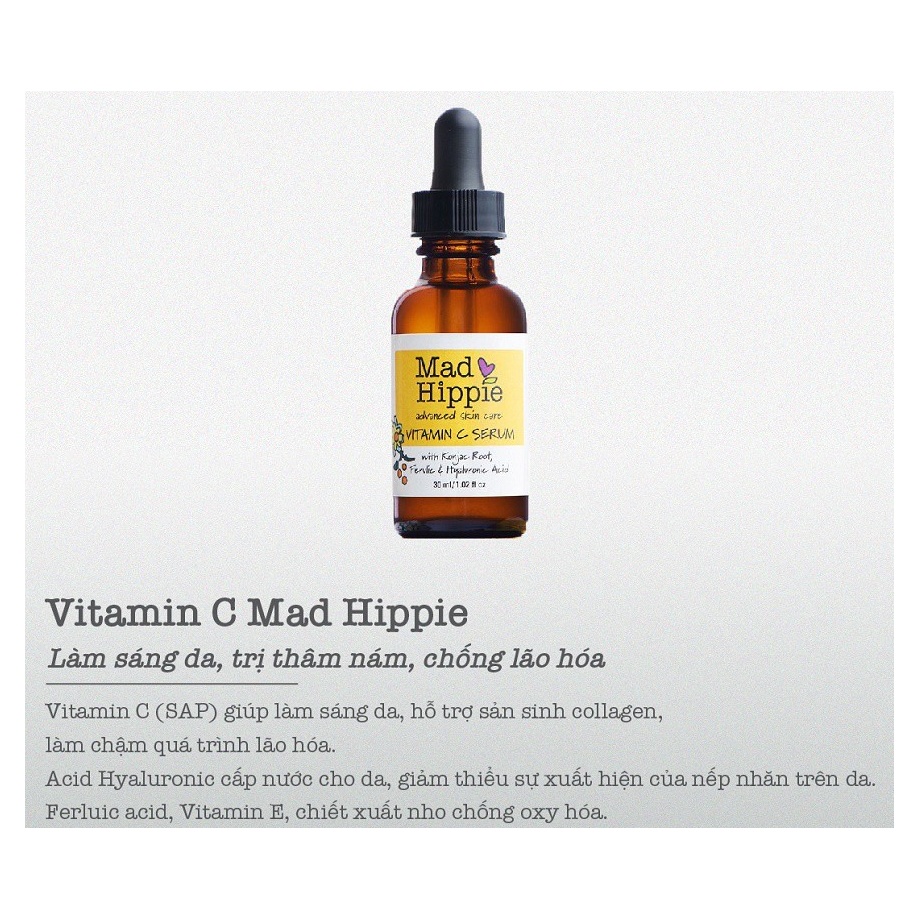 Serum Mad Hippie Vitamin C 30ml làm sáng, mờ thâm, chống lão hoá  - LAI BEAUTY BANK