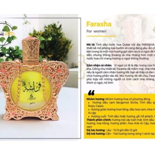 Tinh dầu nước hoa Dubai full hộp Farasha nội địa xách tay 28ml