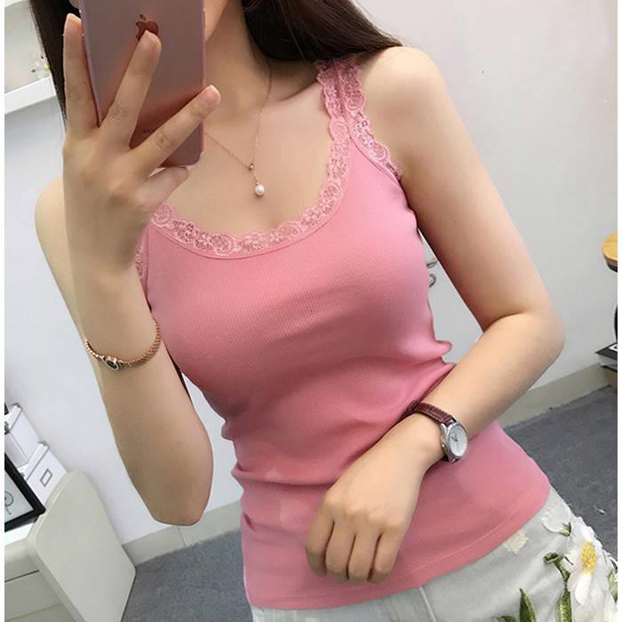 Áo Ba Lỗ Nhiều Màu Thời Trang Phối Ren Quyến Rũ Cho Nữ
