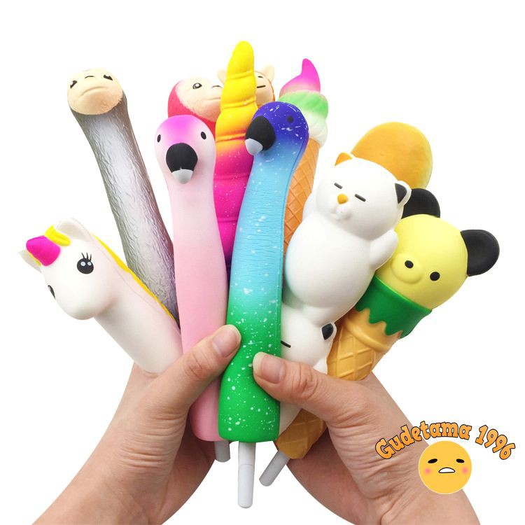 Squishy thú dài bút bi 16cm siêu mềm có ngòi bút viết