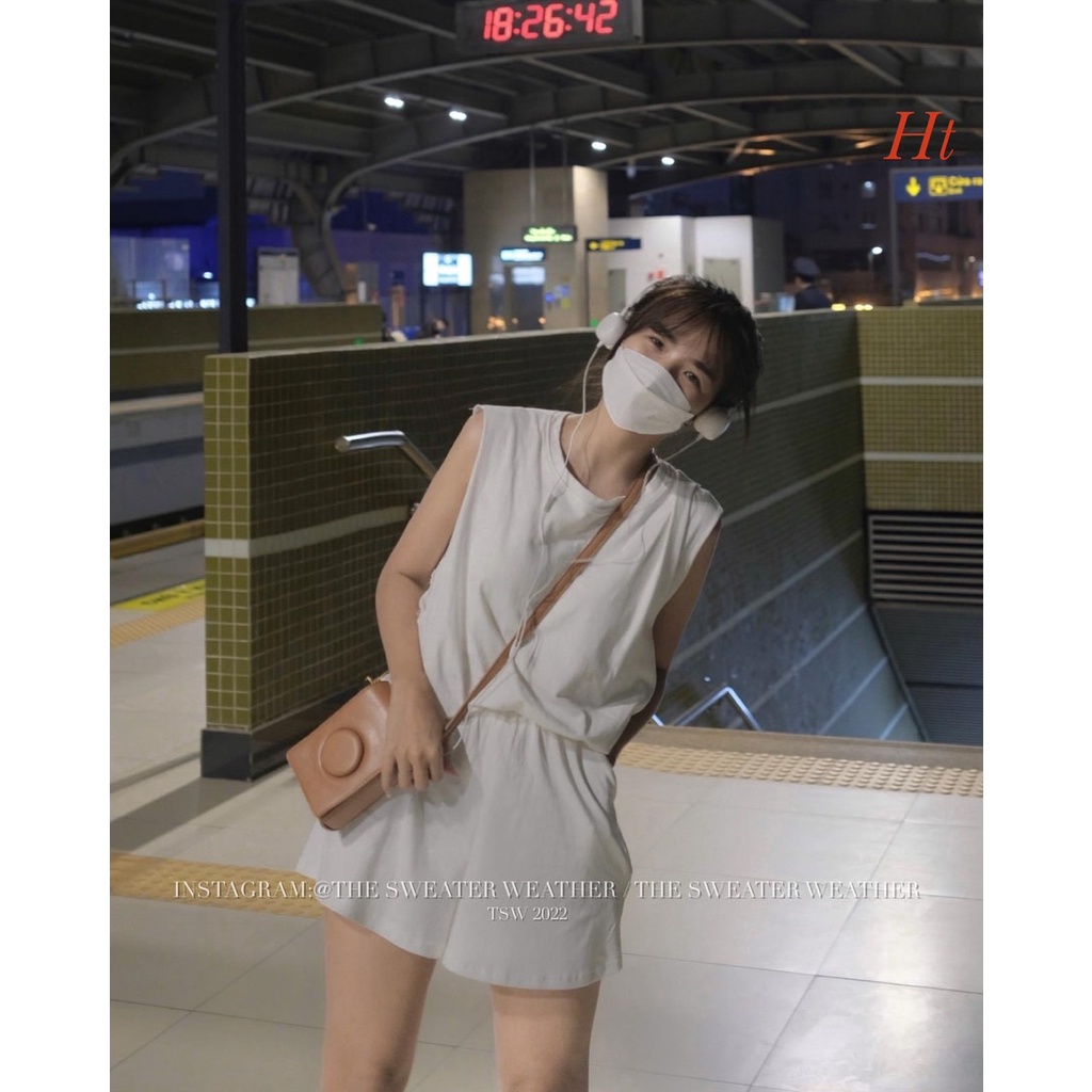 Bộ phông quần đùi + áo sát lách chất liệu cotton (HT- T48)