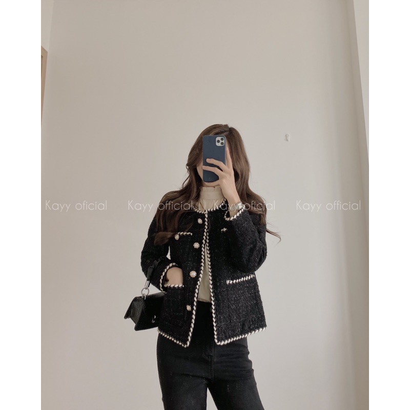 Áo khoác dạ tweed dáng vừa có lót _ k6953 ( ảnh thật ) | BigBuy360 - bigbuy360.vn