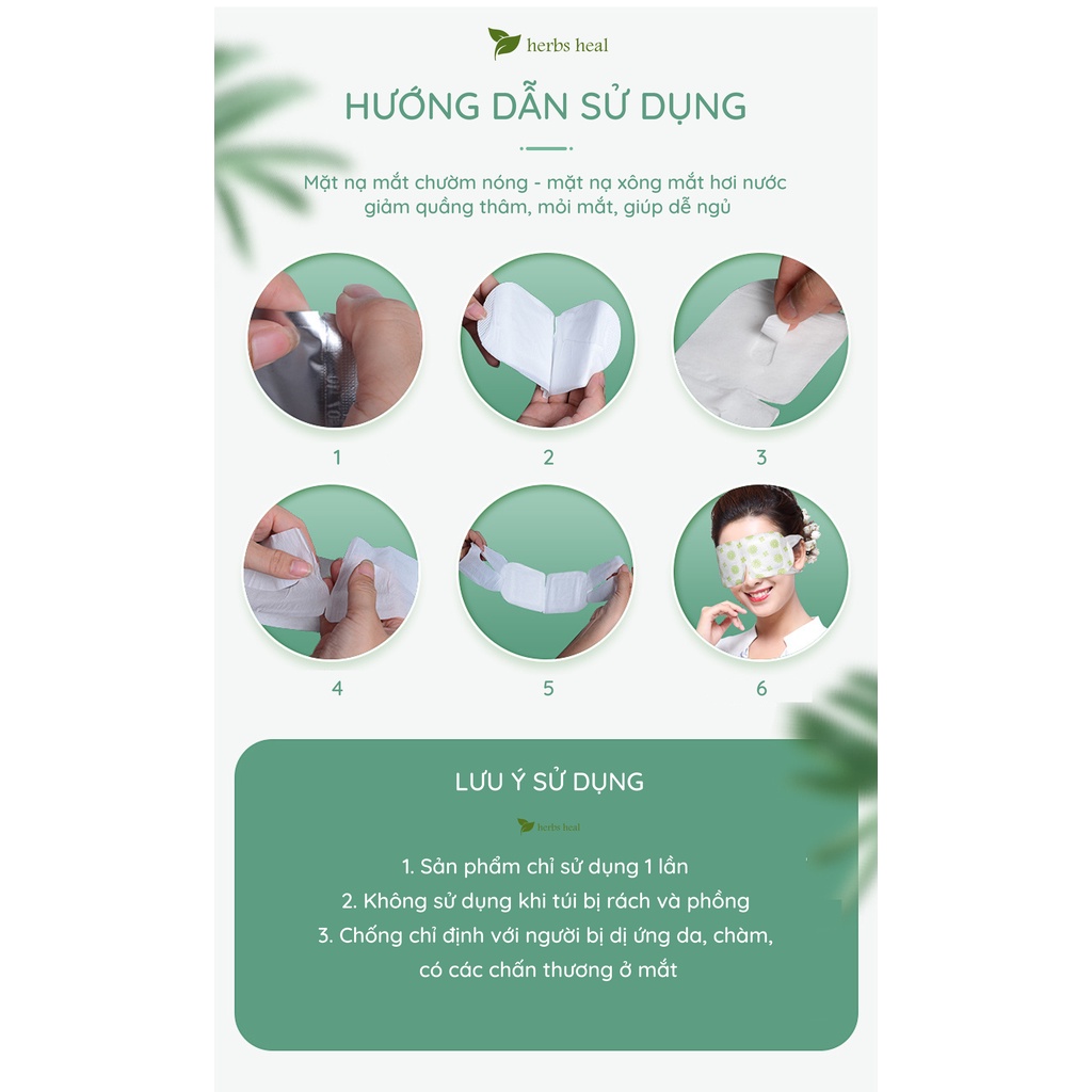 Herbs heal - Mask mắt ngải cứu chườm nóng - mặt nạ xông mắt hơi nước giảm quầng thâm, mỏi mắt, giúp dễ ngủ