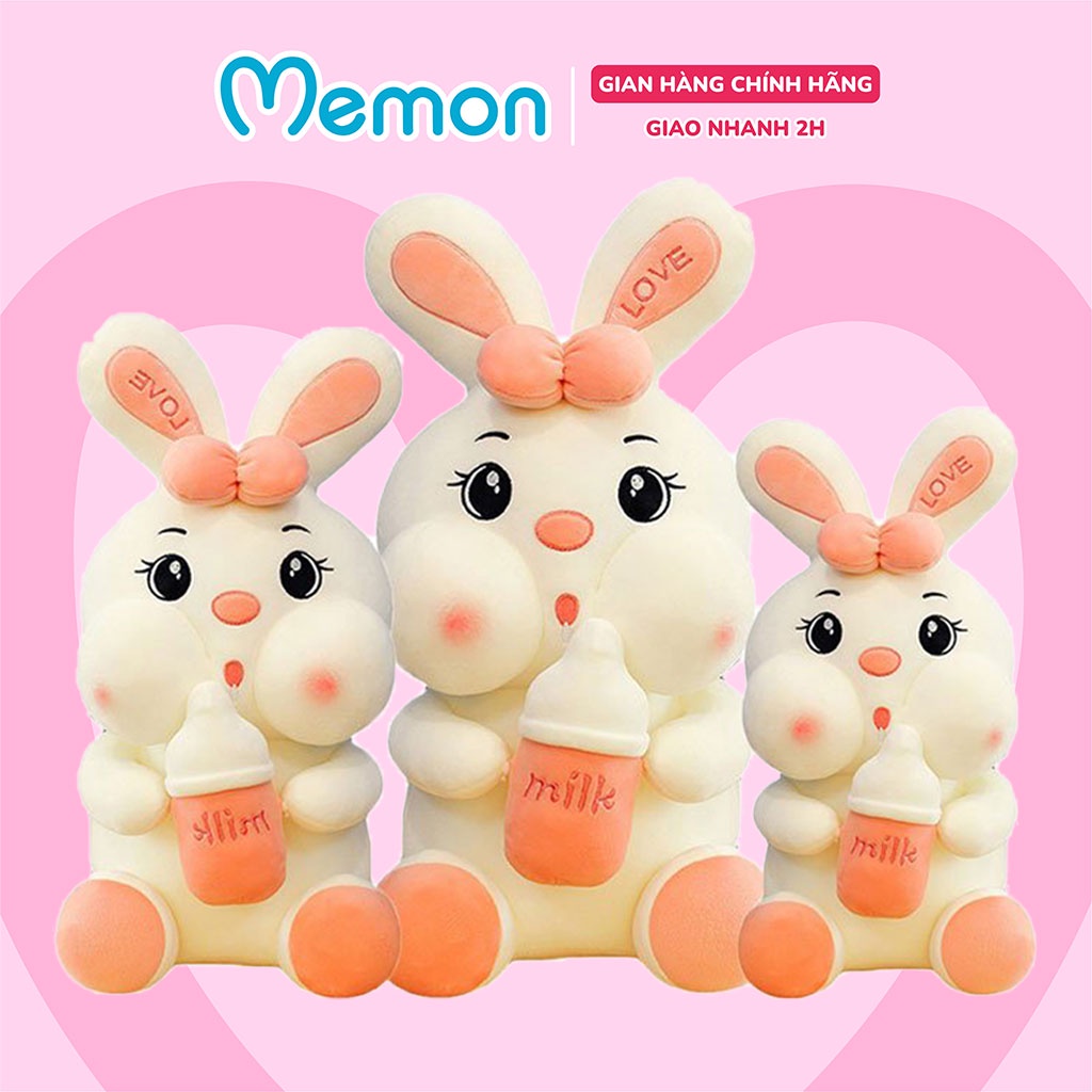 Gấu Bông Thỏ Ôm Bình Sữa Cao Cấp Memon