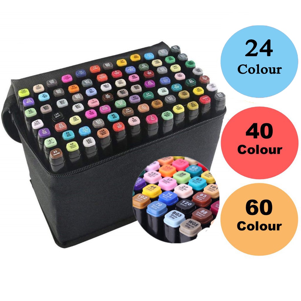 BÚT MÀU DẠ MARKER 60 CÂY KÈM TÚI TOUCHSHI