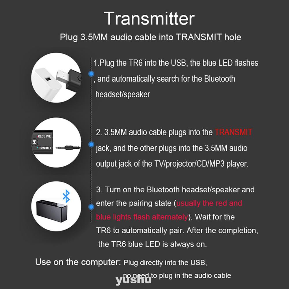 Bộ Truyền Tín Hiệu Âm Thanh Bluetooth 5.0 Tv Pc Usb Cho Xe Hơi | BigBuy360 - bigbuy360.vn