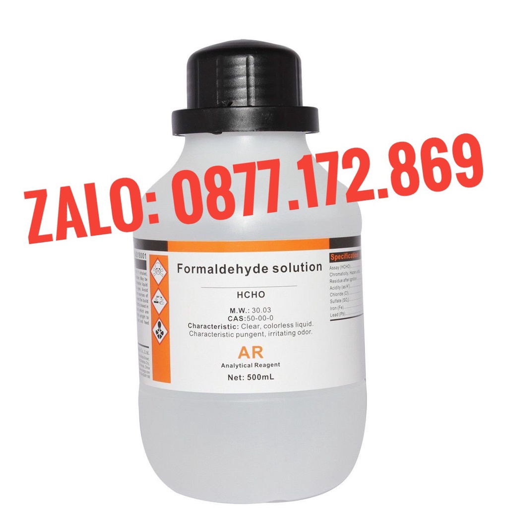 Hóa chất Formol HCHO chai 500ml phooc môn Formaldehyde Formalin