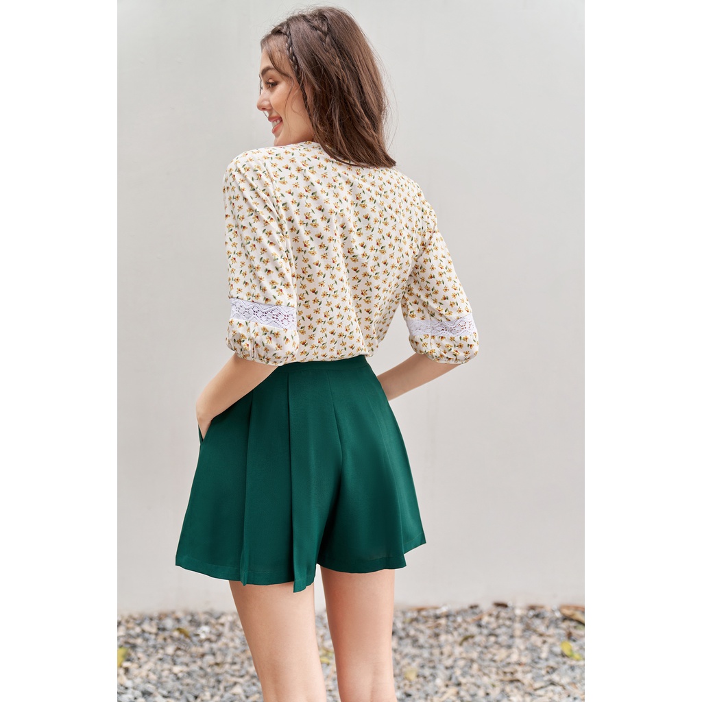 Quần short xoè giả váy đũi xốp rêu 1SO1015 ADORE DRESS
