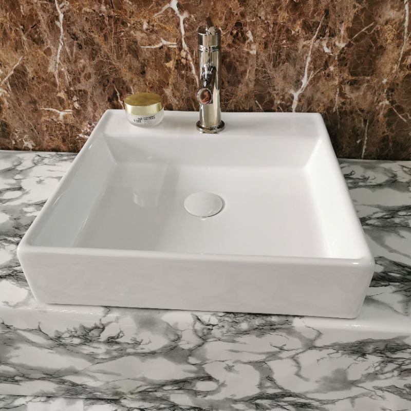 Chậu lavabo bàn đá men nano trắng sáng