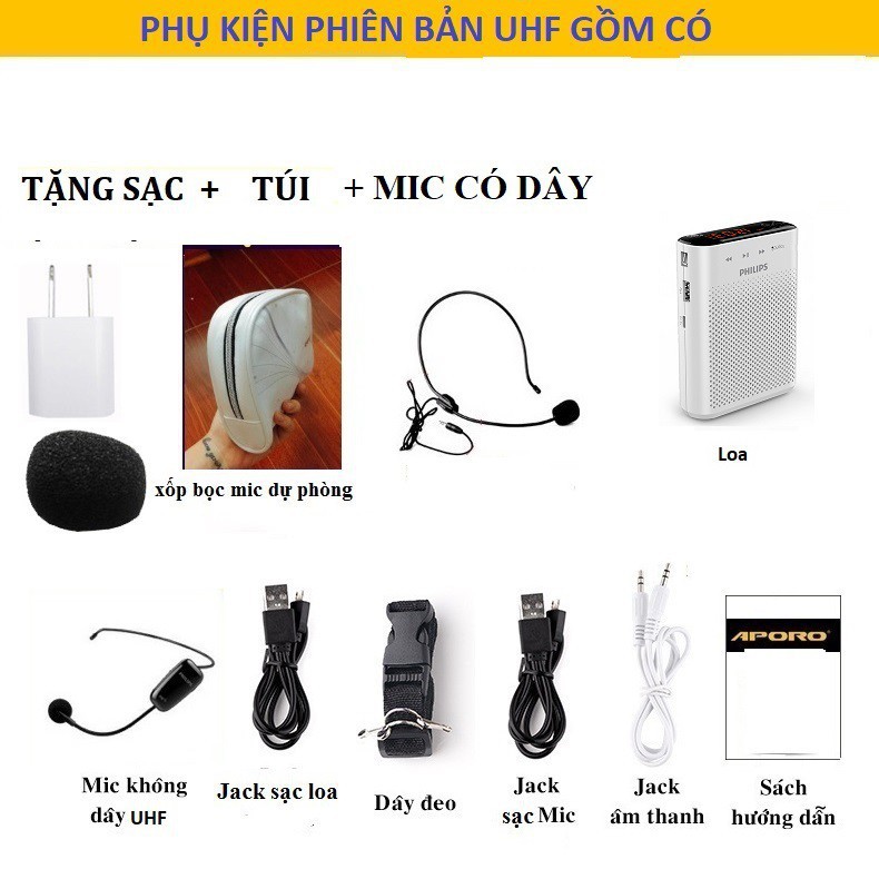 CHÍNH HÃNG - GIÁ GỐC Loa trợ giảng không dây cao cấp PHILIPS SBM230 cảm ứng 1 chạm