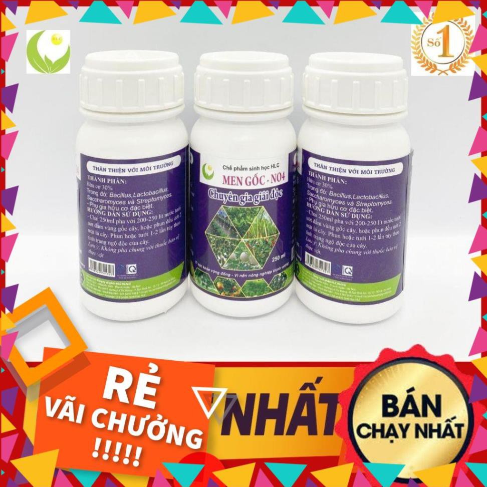 MEN Ủ GỐC NO4 250ML - CHUYÊN GIA GIẢI ĐỘC CHO CÂY TRỒNG BỊ NGỘ ĐỘC PHÂN BÓN, NGỘ ĐỘC THUỐC BVTV,...