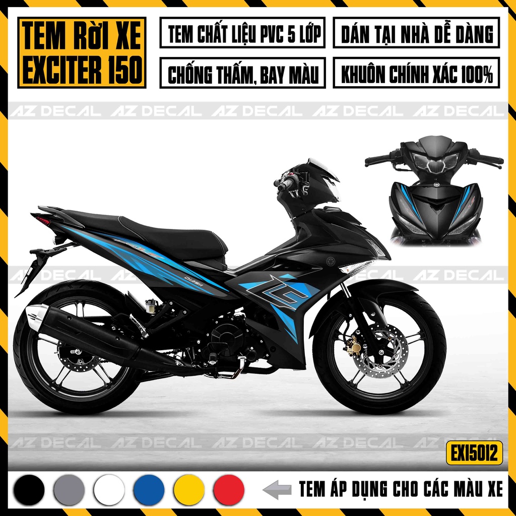 Tem Rời Dán Xe Exciter 150 Mẫu LC | 2EX15012 | Decal Chế Dán Xe EX150 Chống Nước, Bền Màu