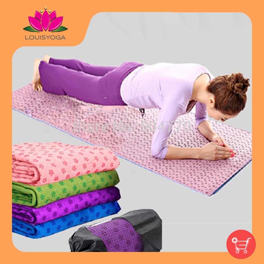 Khăn trải thảm Yoga cao su chất liệu cotton thấm hút mồ hôi,độ bám cao,an toàn,không mùi,gấp gọn