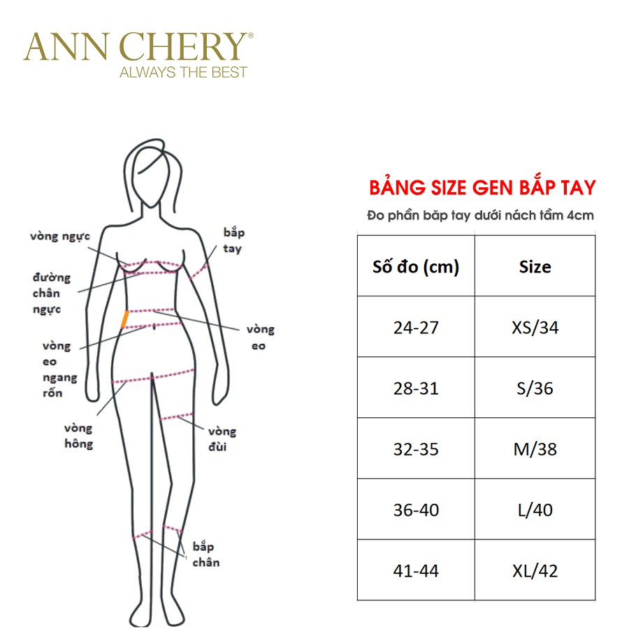 Gen nịt bắp tay Ann Chery 3015 giảm mỡ bắp tay, lưng, vai, mặc sau phẫu thuật hoặc hàng ngày