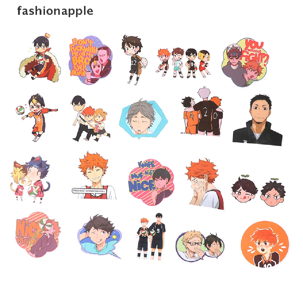 Set 50 sticker hoạt hình Haikyuu bằng PVC chống thấm nước trang trí vali/laptop/ván trượt DIY