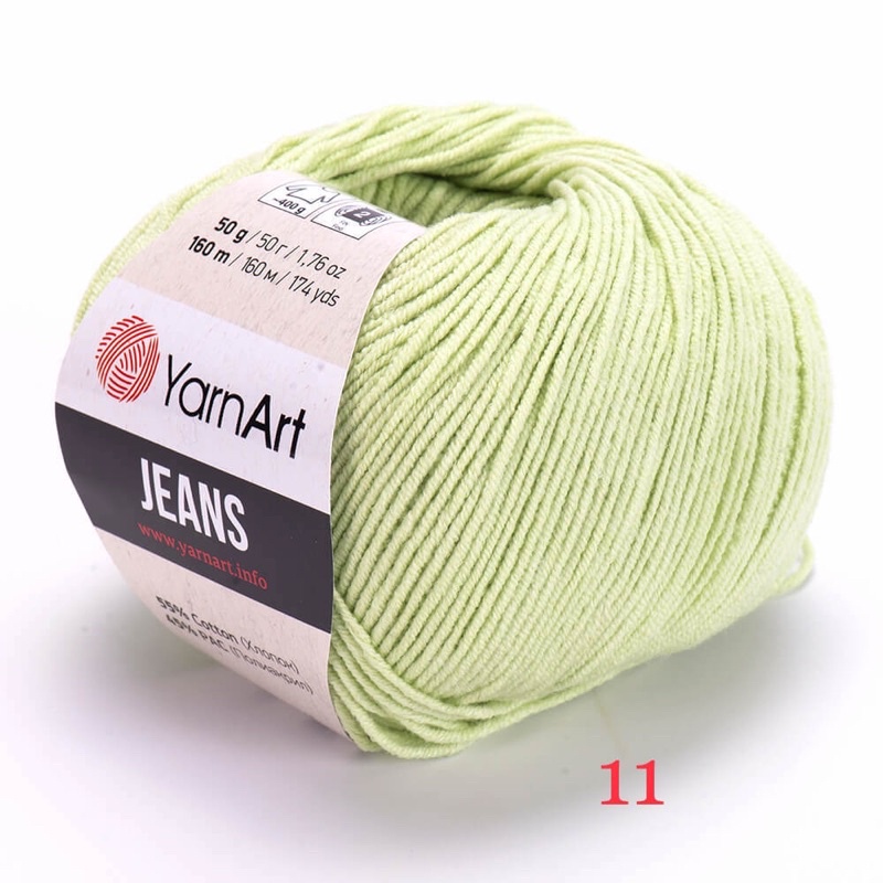 Len YarnArt Jeans trơn, đan móc váy áo, khăn mũ, móc thú - Bảng màu 1/2 (Mã màu 01 - 61)